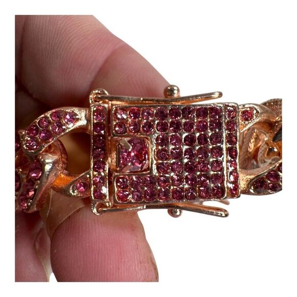 Pink Butterfly Rhinestone Bracelet Anklet Crystals 10” The Danbury Mint Box Incl - Picture 8 of 8